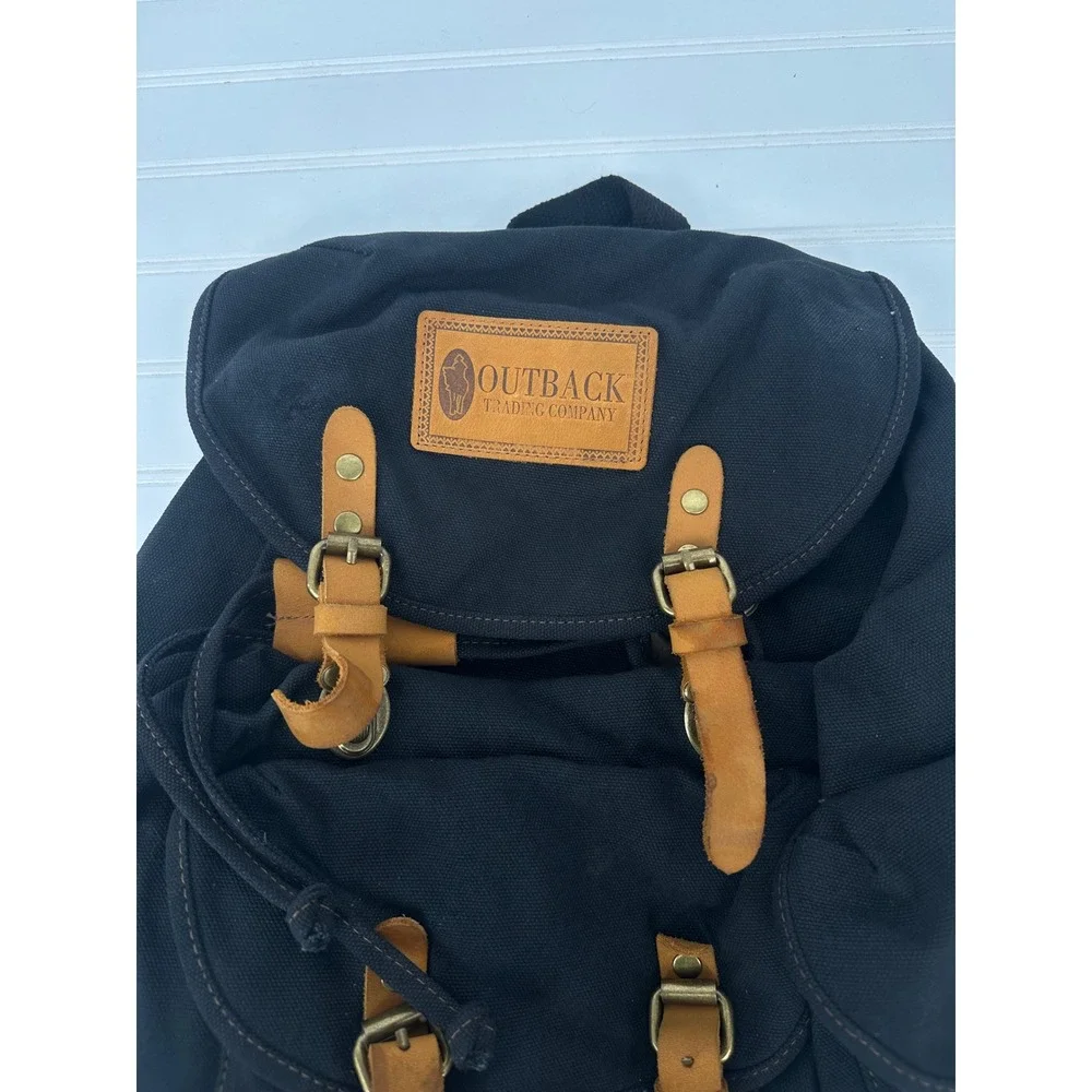 Outback Trading Co Canvas Overlander Satchel Backpack Rucksack Black Hiking Bag